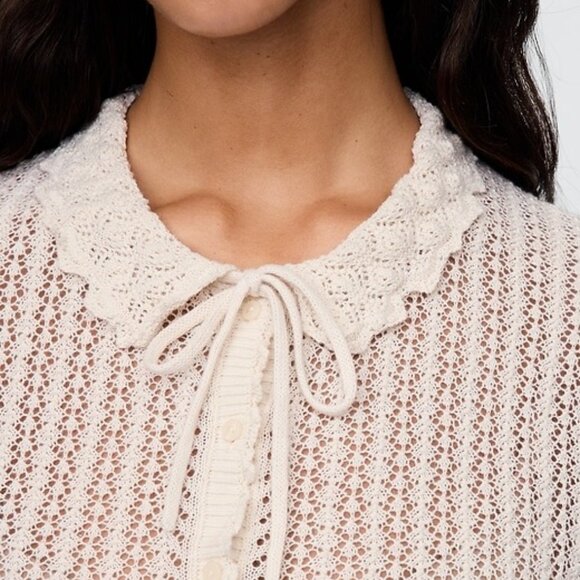 Gap × DÔEN Linen-Blend Pointelle Cardigan - Picture 3 of 5